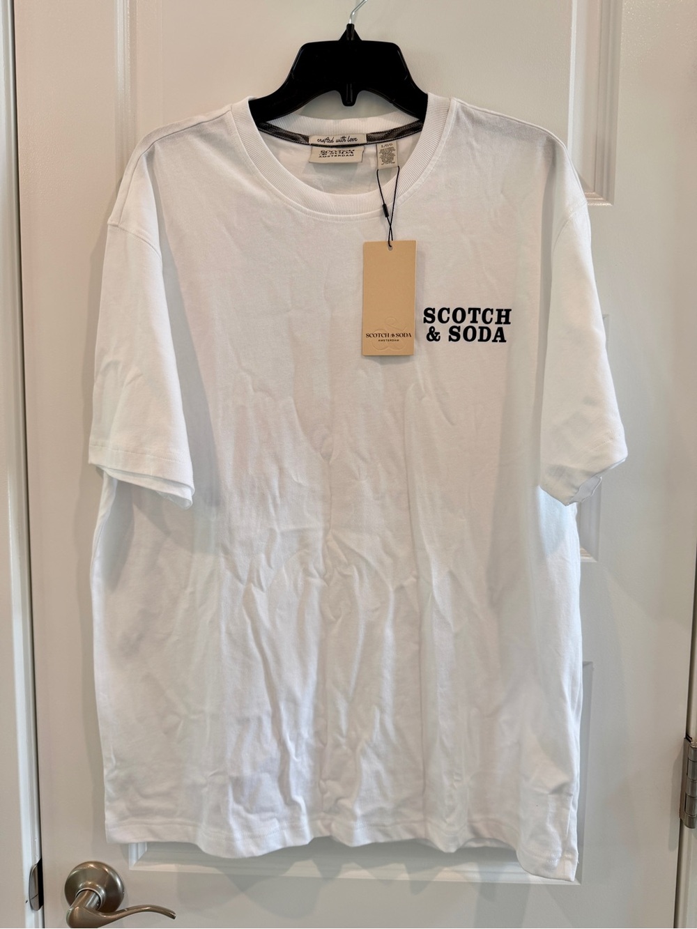 NWT Scotch & Soda Men’s Half Sleeve White T-shirt Graphic Print on Back sz L